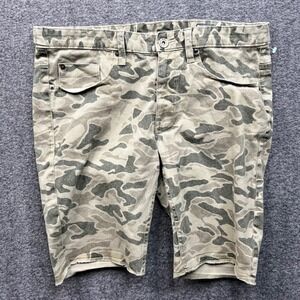 Matix Gripper Short Mens 34 Green Camo Slim Straight Raw Hem Stretch Shorts